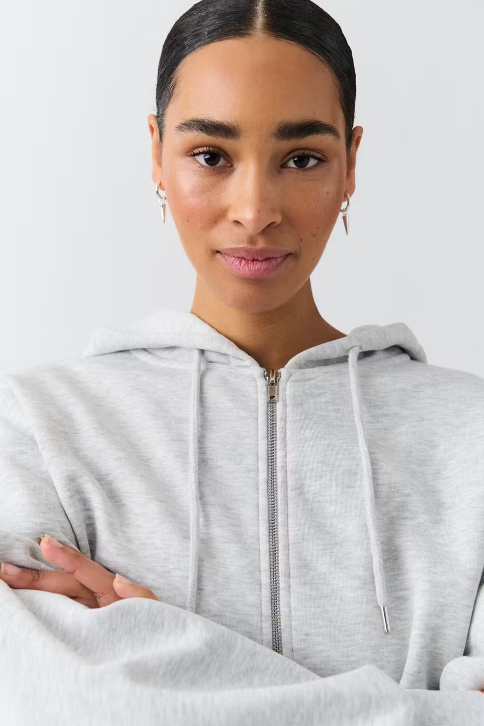 Oversized zip hoodie in Hellgrau