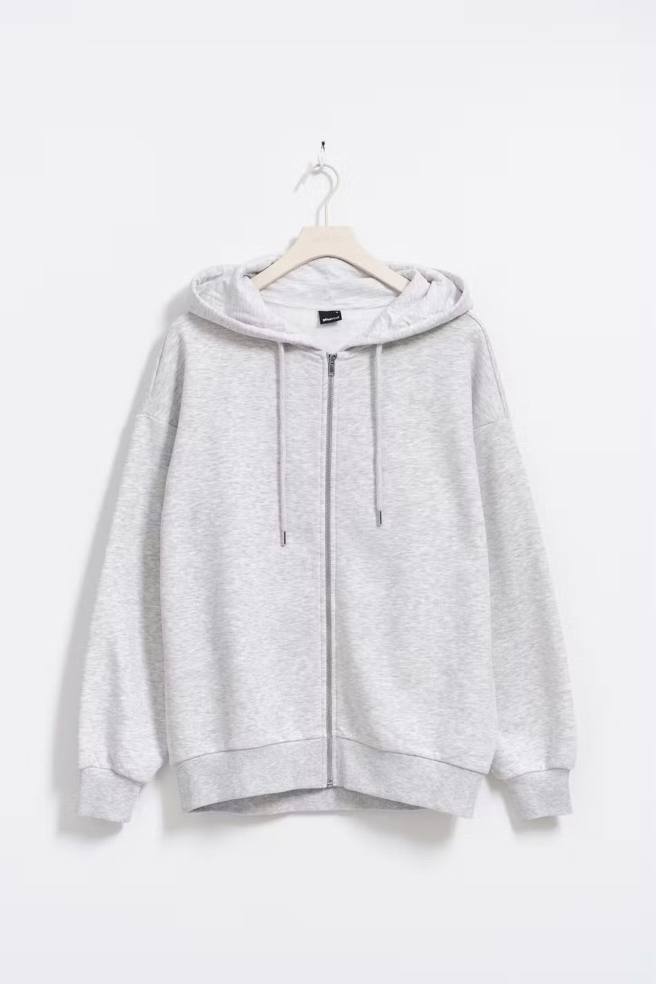 Oversized zip hoodie in Hellgrau