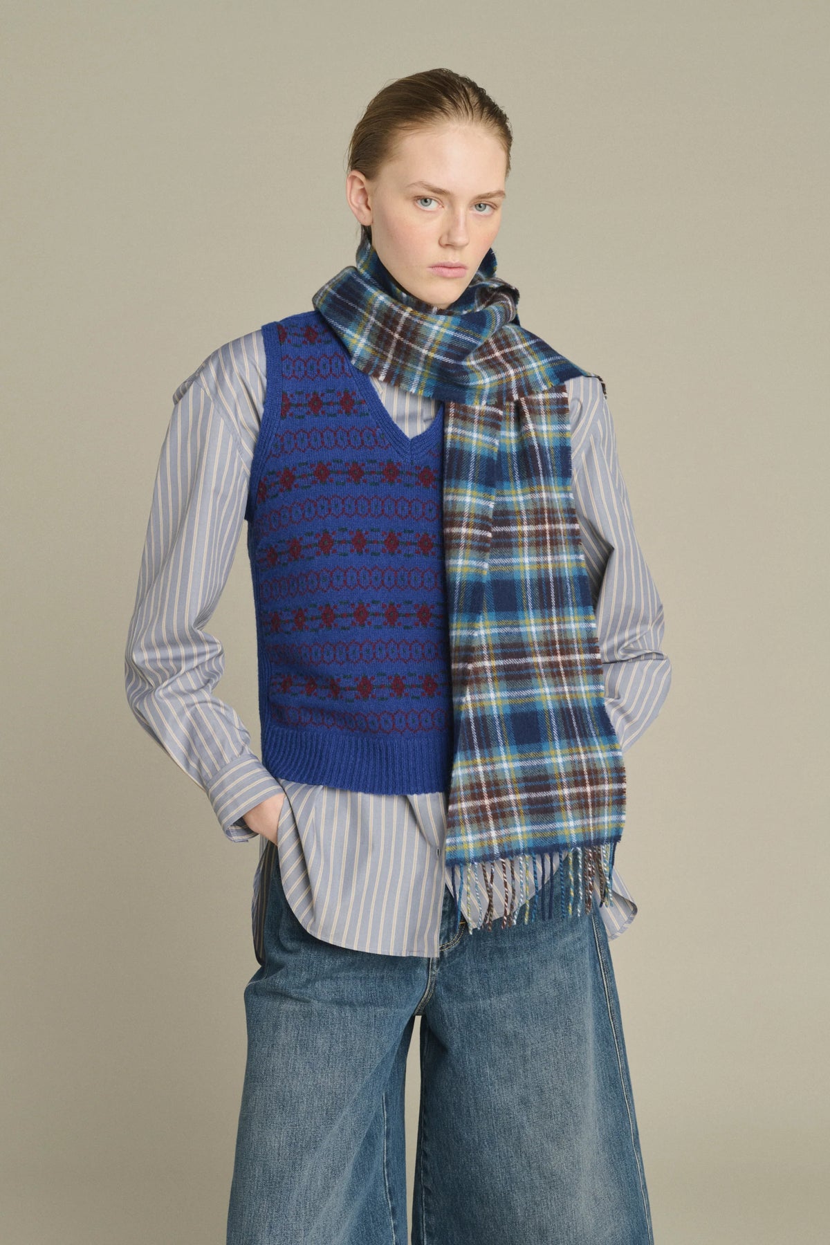 Schal KELA blau/ braun | SOEUR