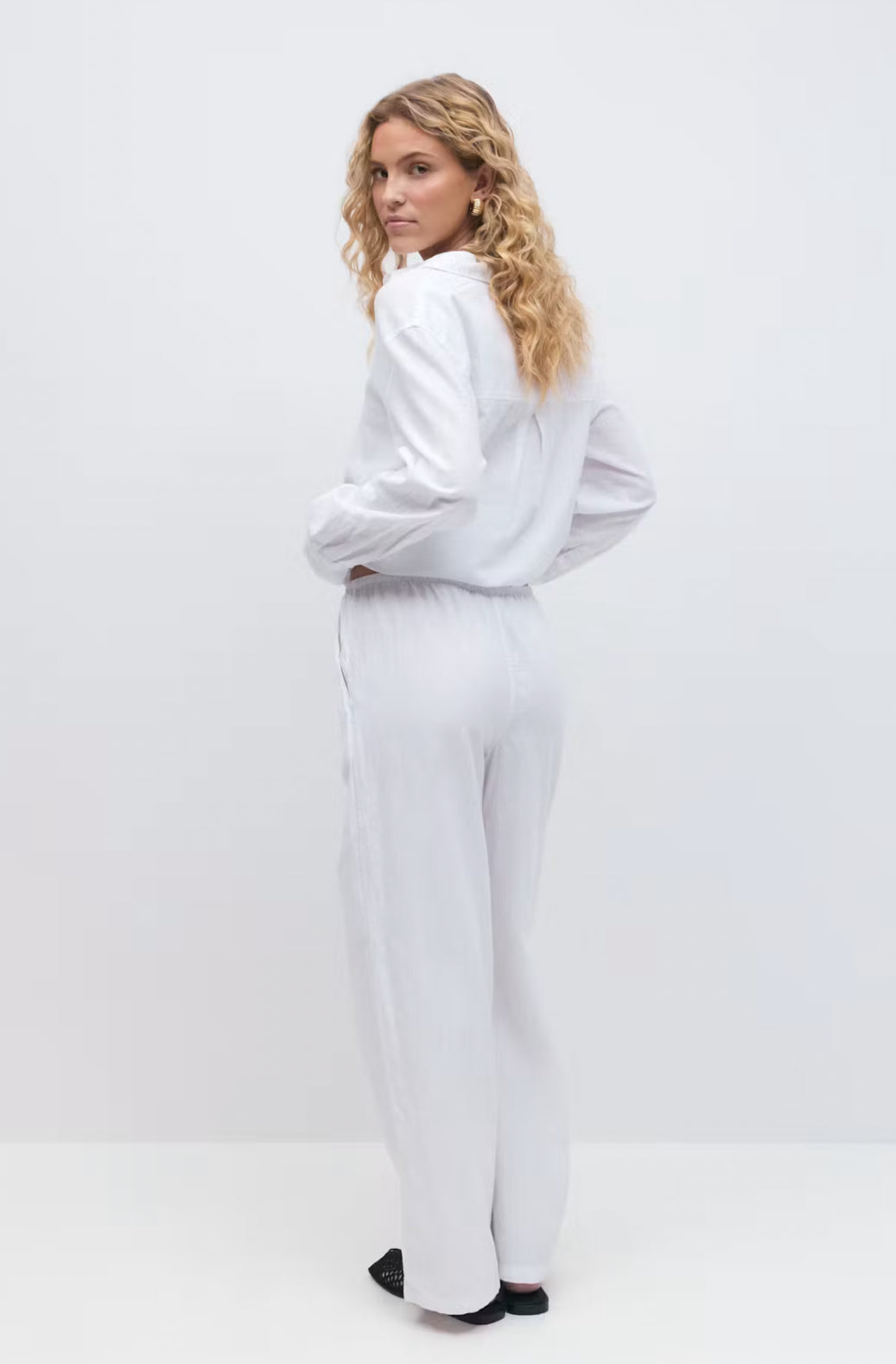 Linen Blend Trousers - white