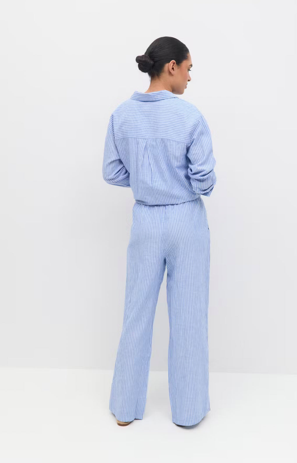 Linen blend trousers - blue stripe