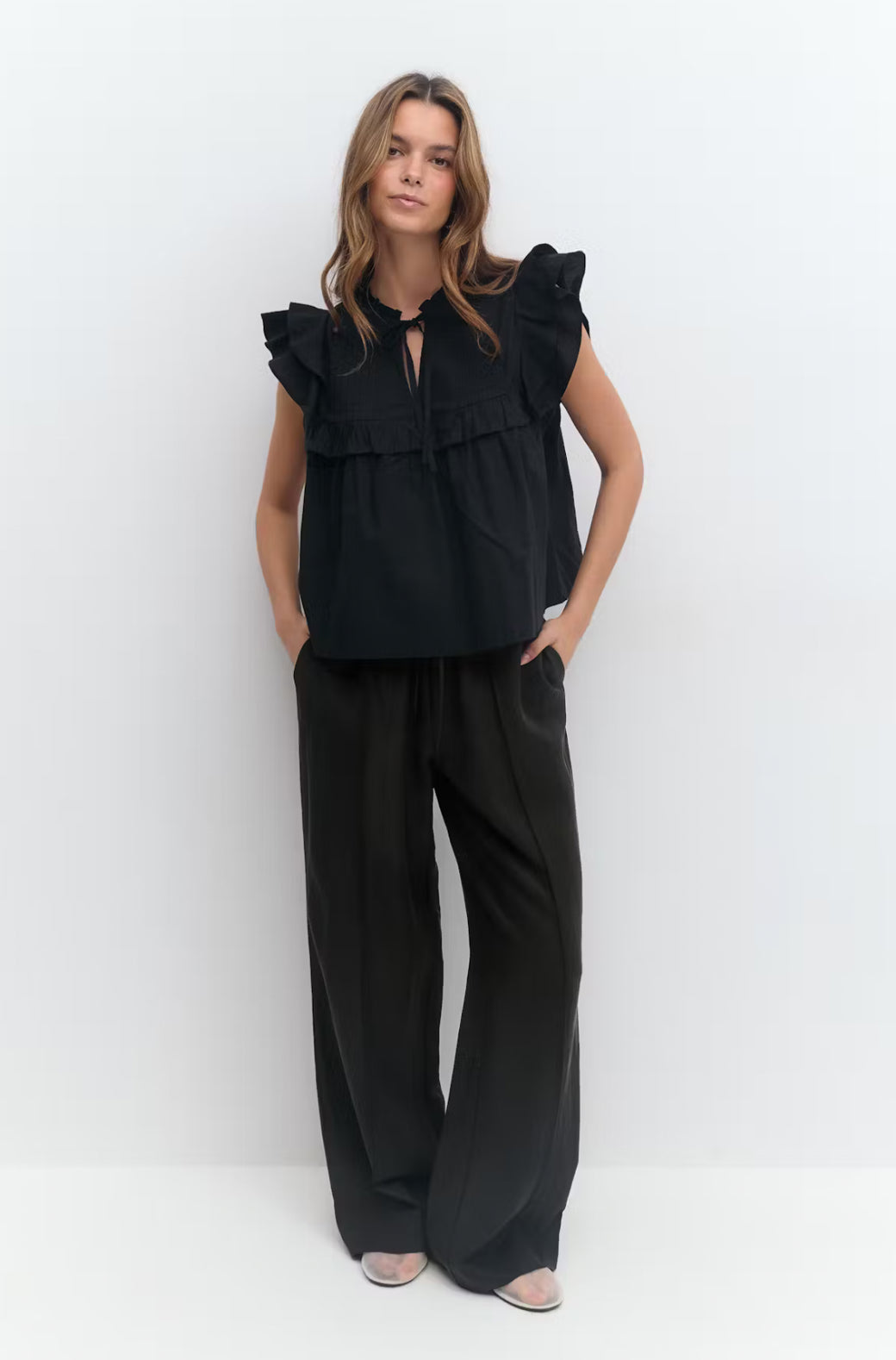 Relaxed wide trousers - Black
