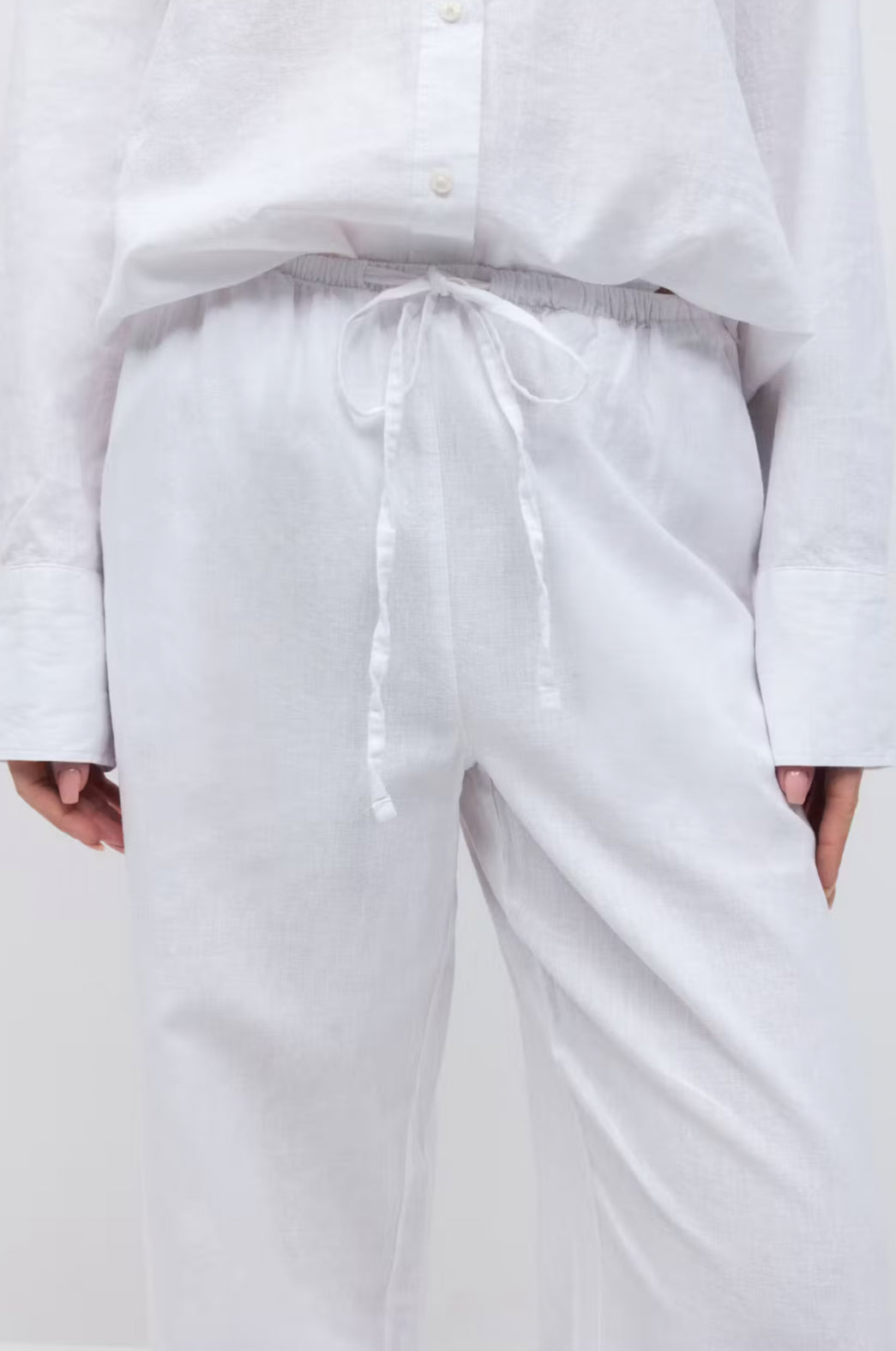 Linen Blend Trousers - white