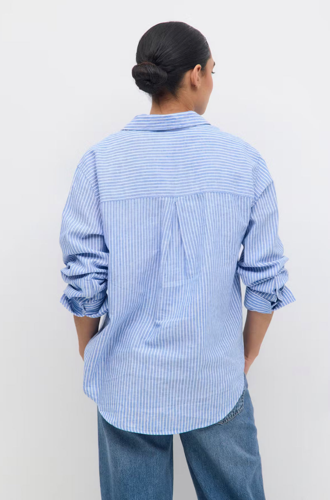Linen blend Shirt - blue stripe