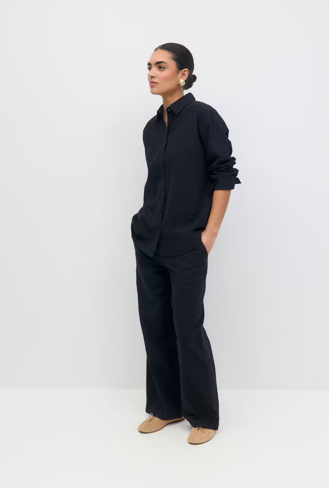 Linen blend Shirt - black