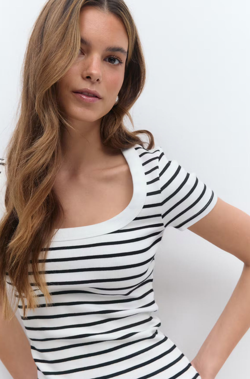 Rib Short Sleeve Top