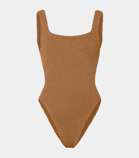 Hunza G Square Neck Swim - Mettalic Cocoa