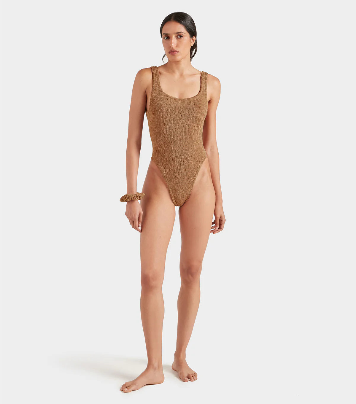 Hunza G Square Neck Swim - Mettalic Cocoa