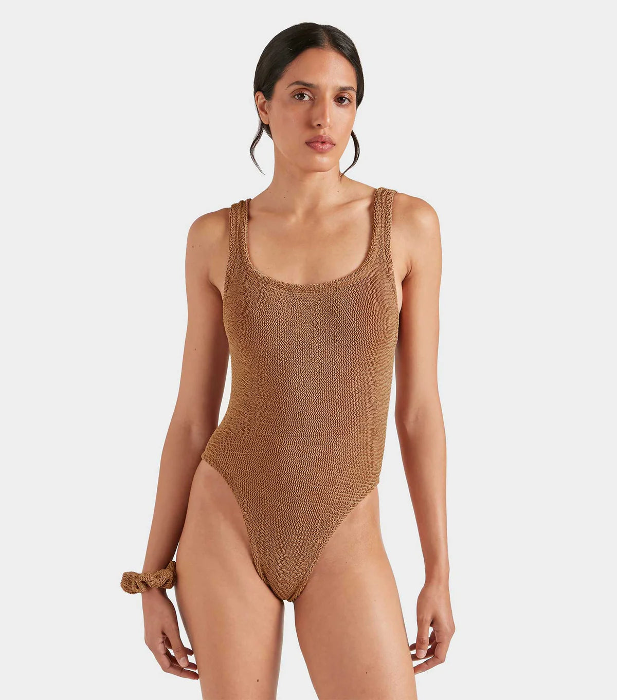 Hunza G Square Neck Swim - Mettalic Cocoa