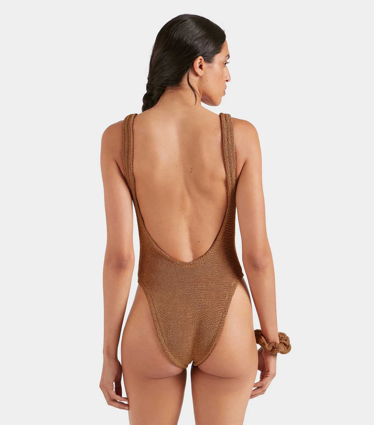 Hunza G Square Neck Swim - Mettalic Cocoa
