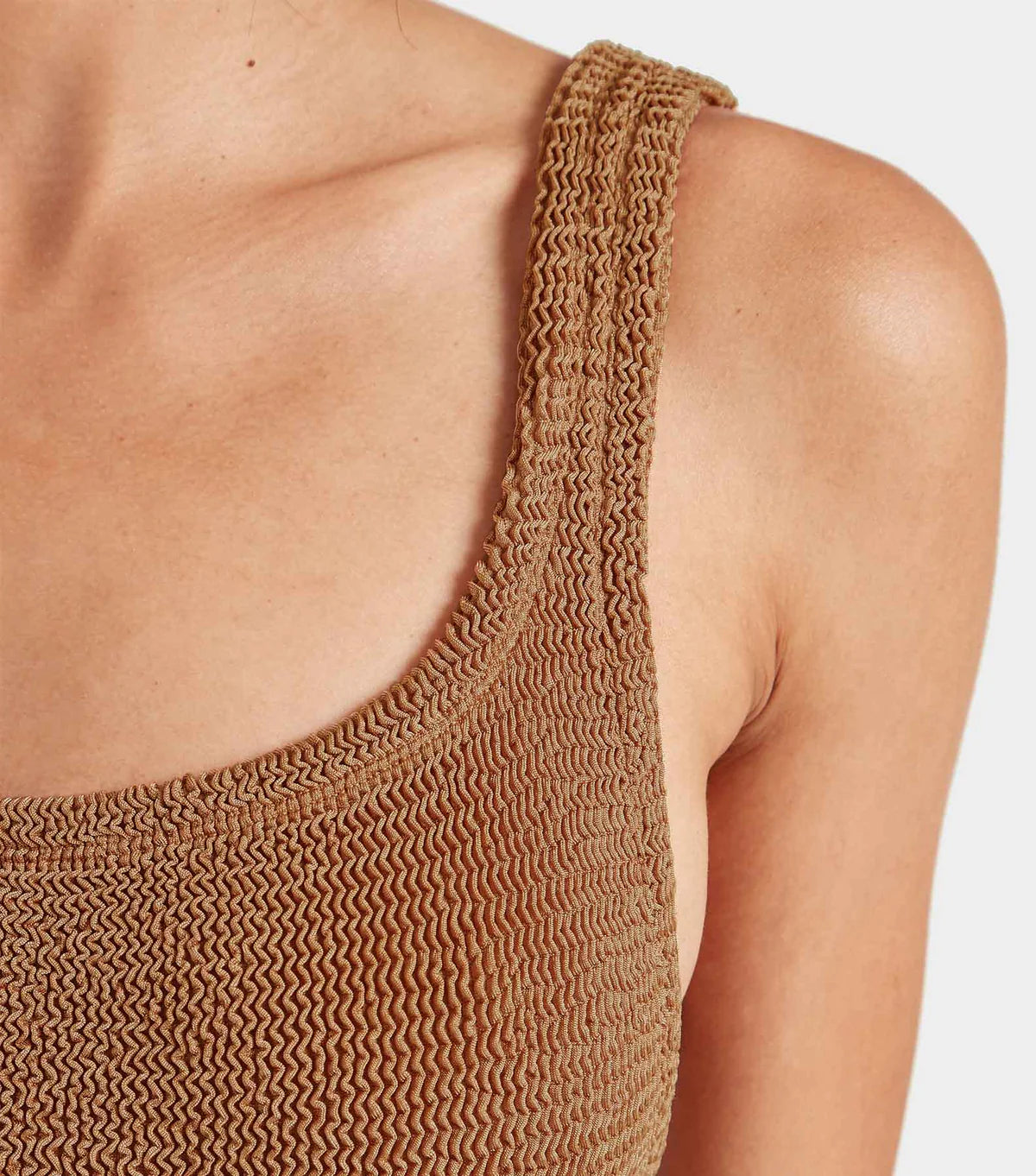 Hunza G Square Neck Swim - Mettalic Cocoa