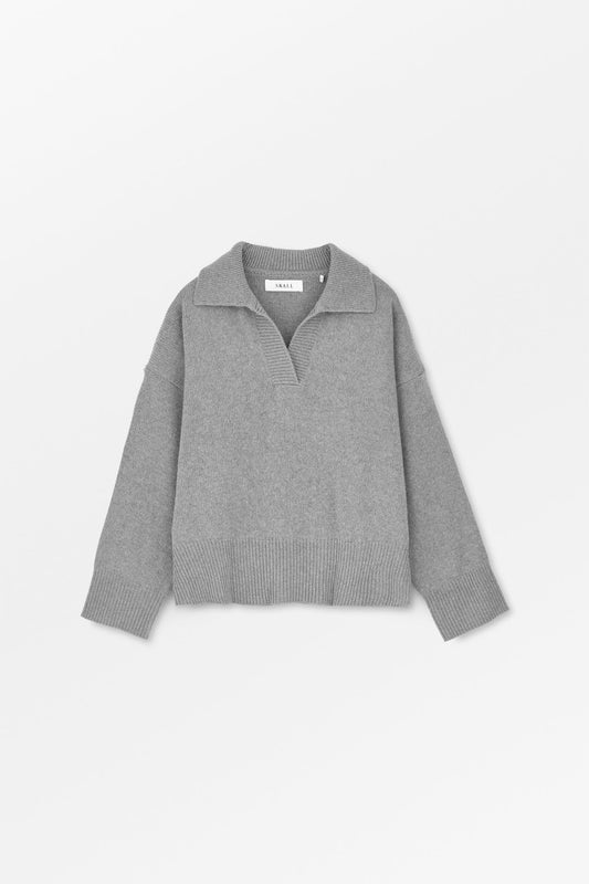 Dean V-neck jumper in Grey Melange