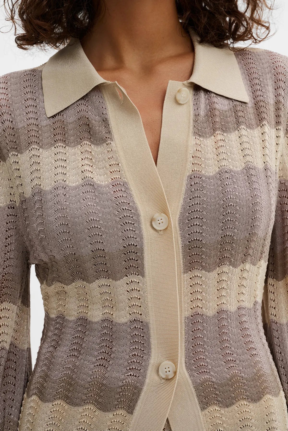 Linnea Gestrickter Cardigan- Multi Taupe | MALINA