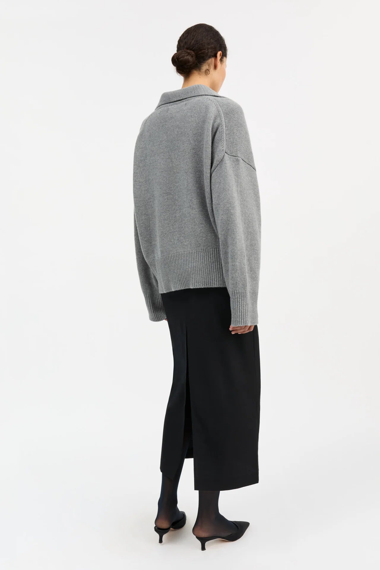Dean V-neck jumper in Grey Melange