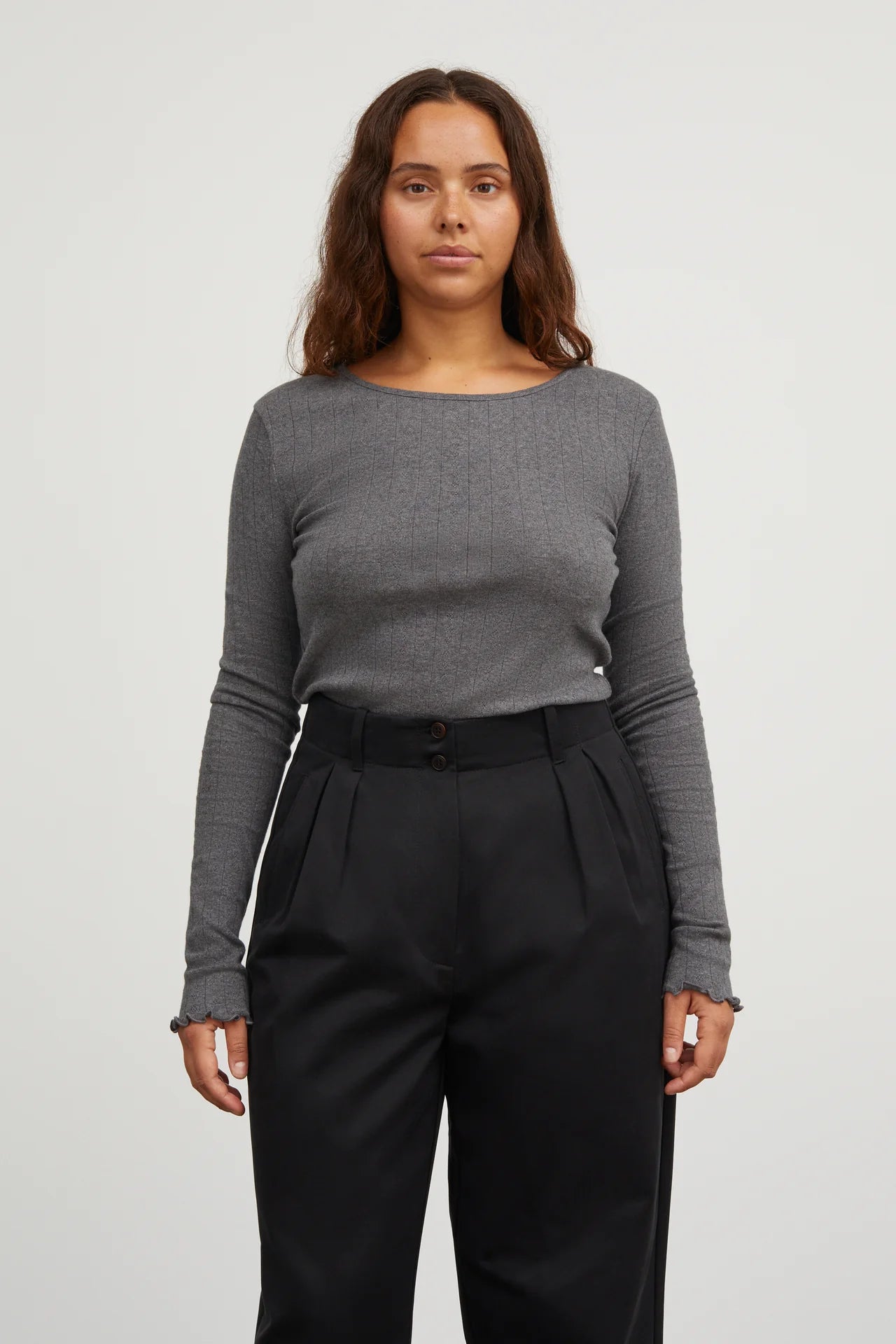 Edie Blouse in Dark Grey Melange