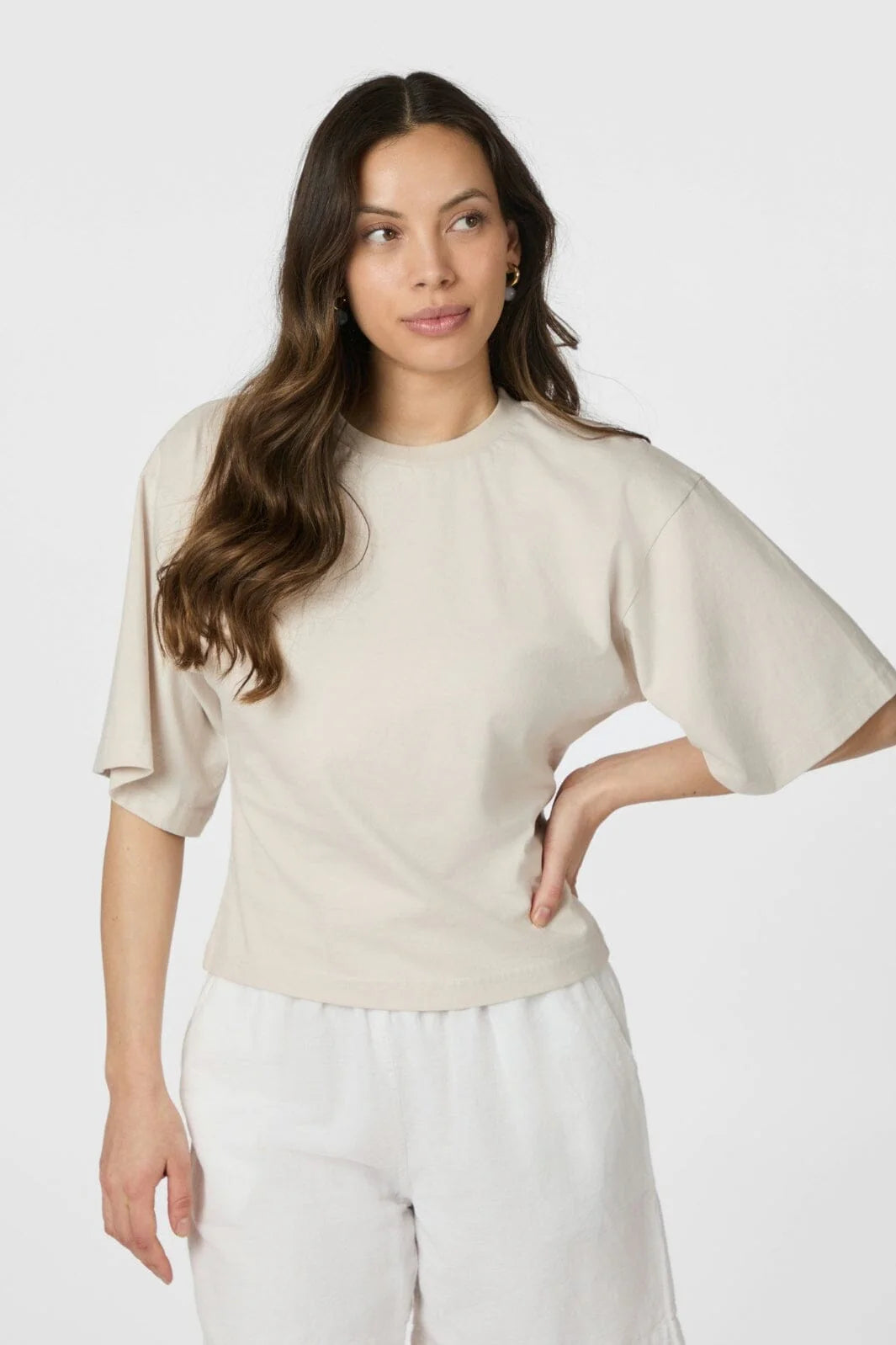 Asha Boxy Tee in Ivory