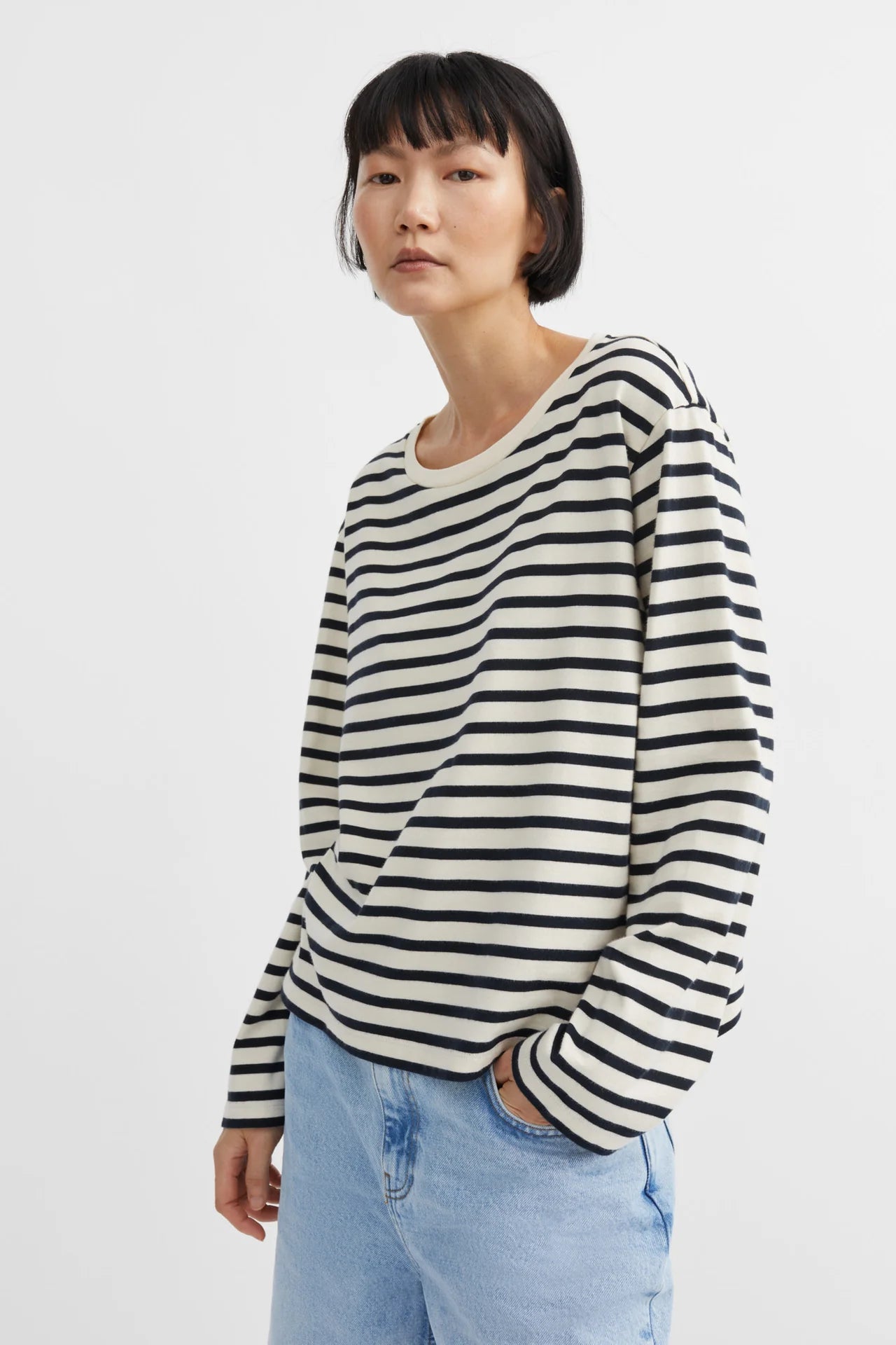 Loui oversized Blouse - Dark Navy/ White
