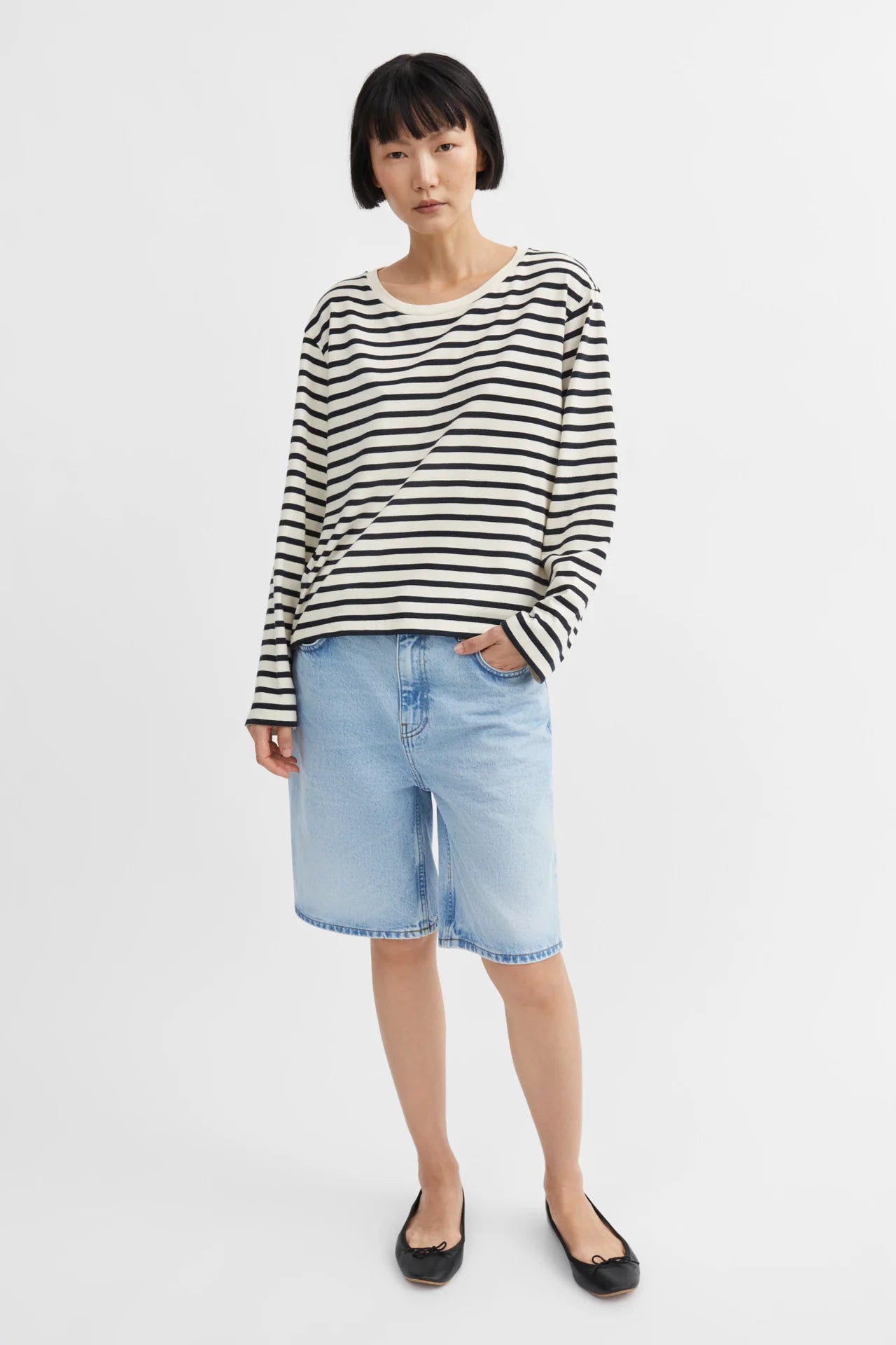 Loui oversized Blouse - Dark Navy/ White