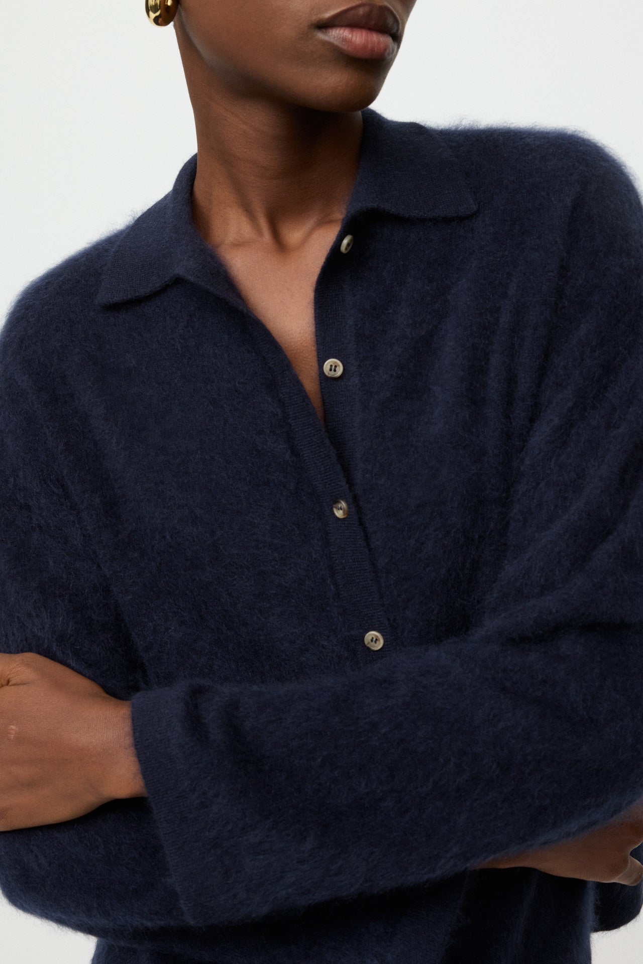 Brushed Shirt - Navy | SOFT GOAT