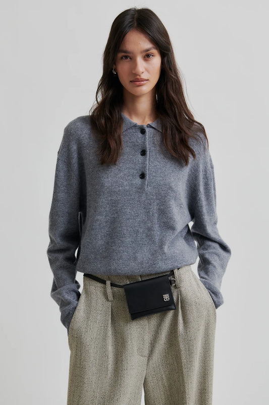 Vilena Knit LS in Grey Melange