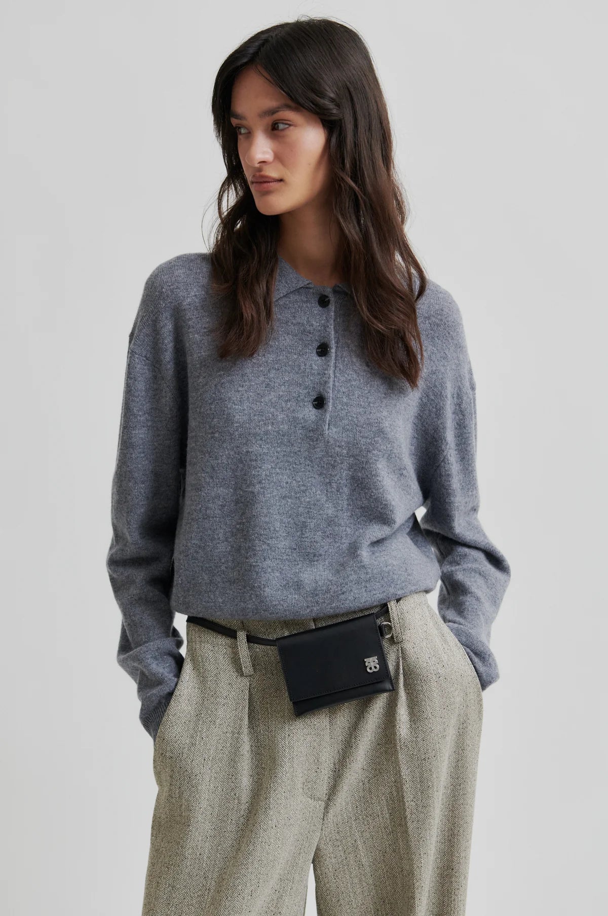 Vilena Knit LS in Grey Melange