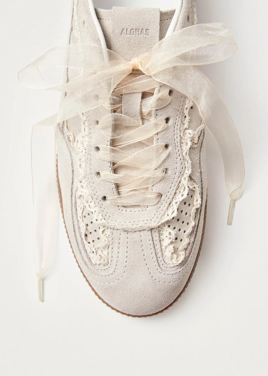 Crochet Cream Leather Sneakers Alohas