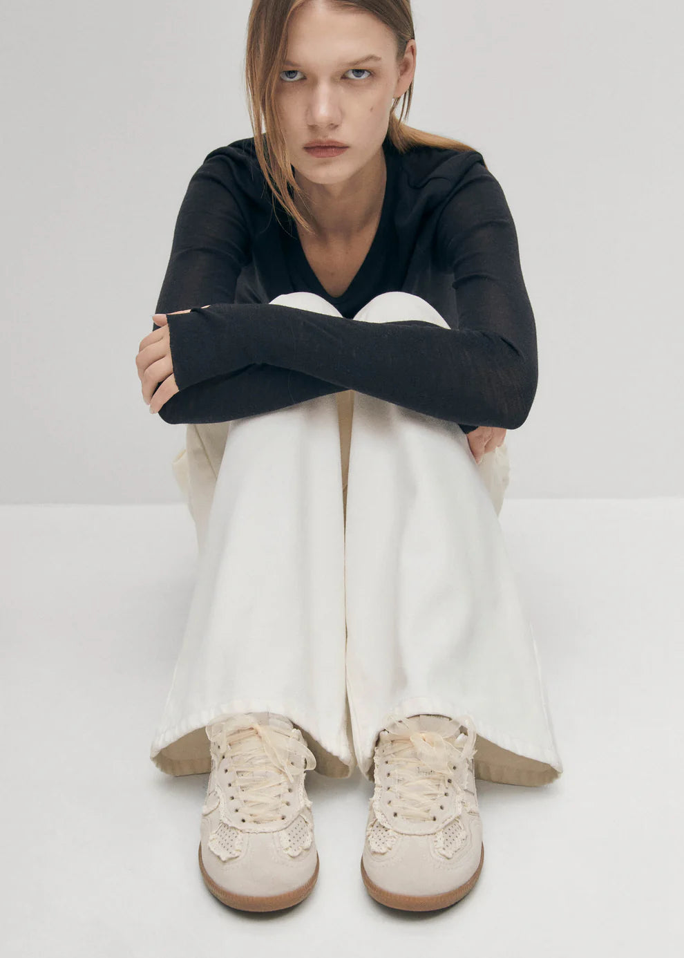 Crochet Cream Leather Sneakers Alohas