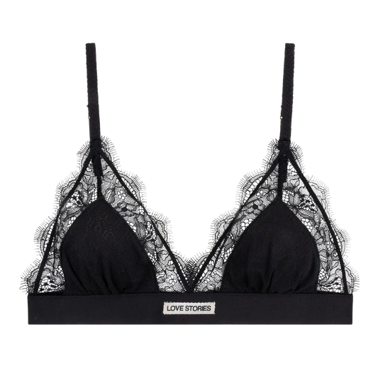 LOVE LACE triangle bralette Black