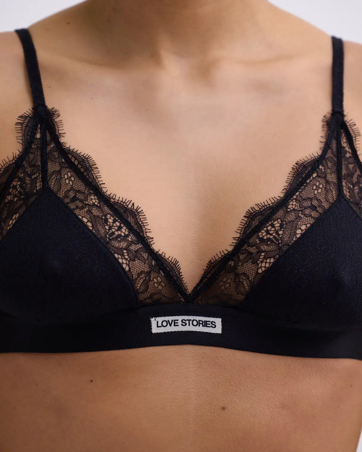 LOVE LACE triangle bralette Black