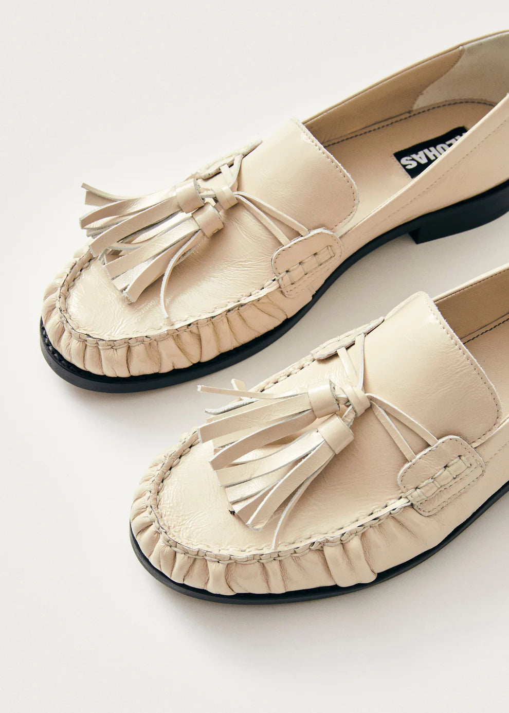 MARIETTA ONIX CREAM LEATHER LOAFERS Alohas