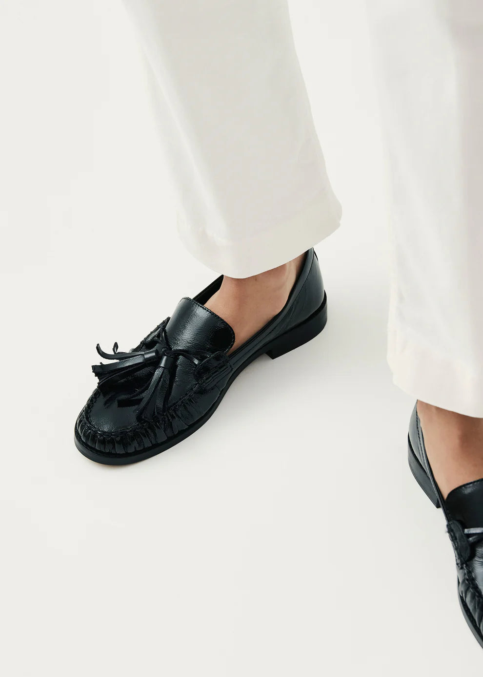 MARIETTA ONIX BLACK LEATHER LOAFERS Alohas