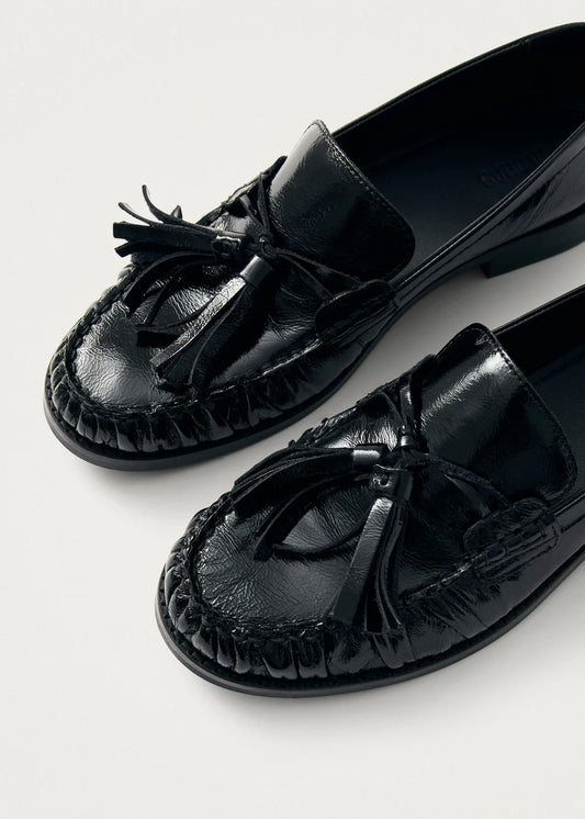MARIETTA ONIX BLACK LEATHER LOAFERS Alohas