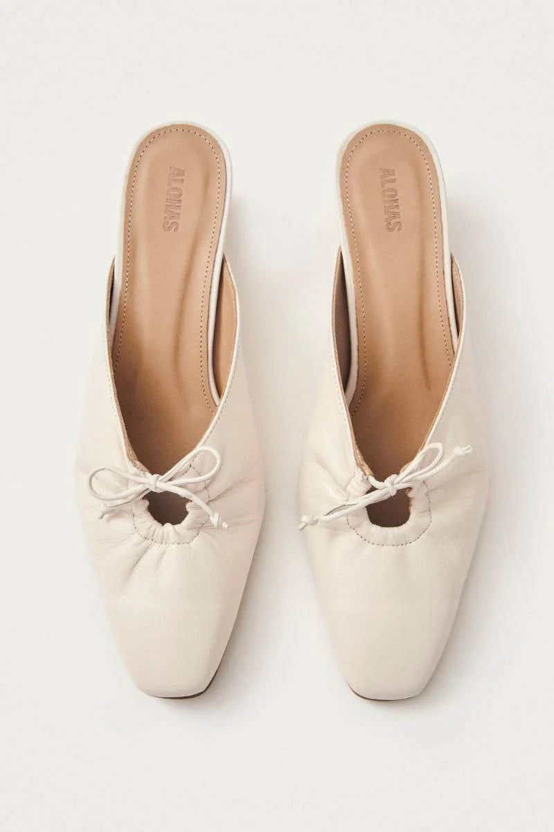 Amar Cream Leather Mules Alohas