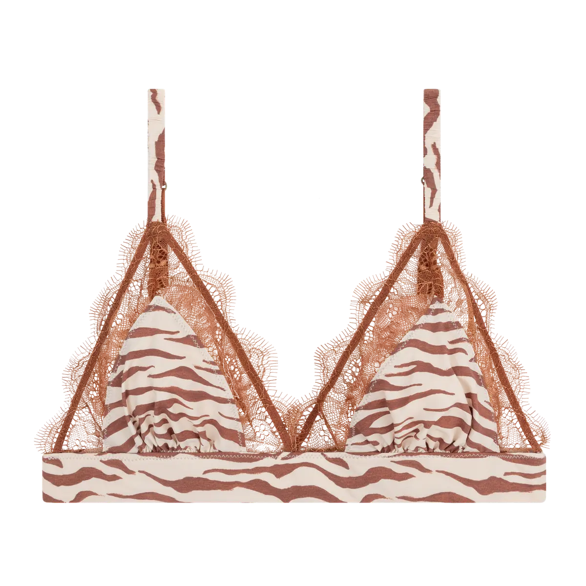 LOVE LACE Delicate triangle bralette Brown