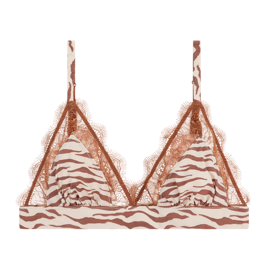 LOVE LACE Delicate triangle bralette Brown