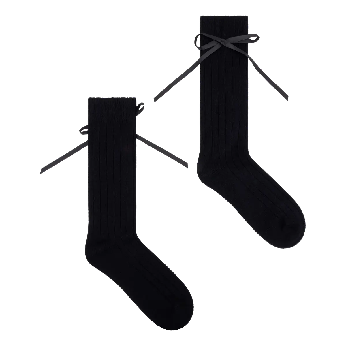 Rib Socks Bow | Black