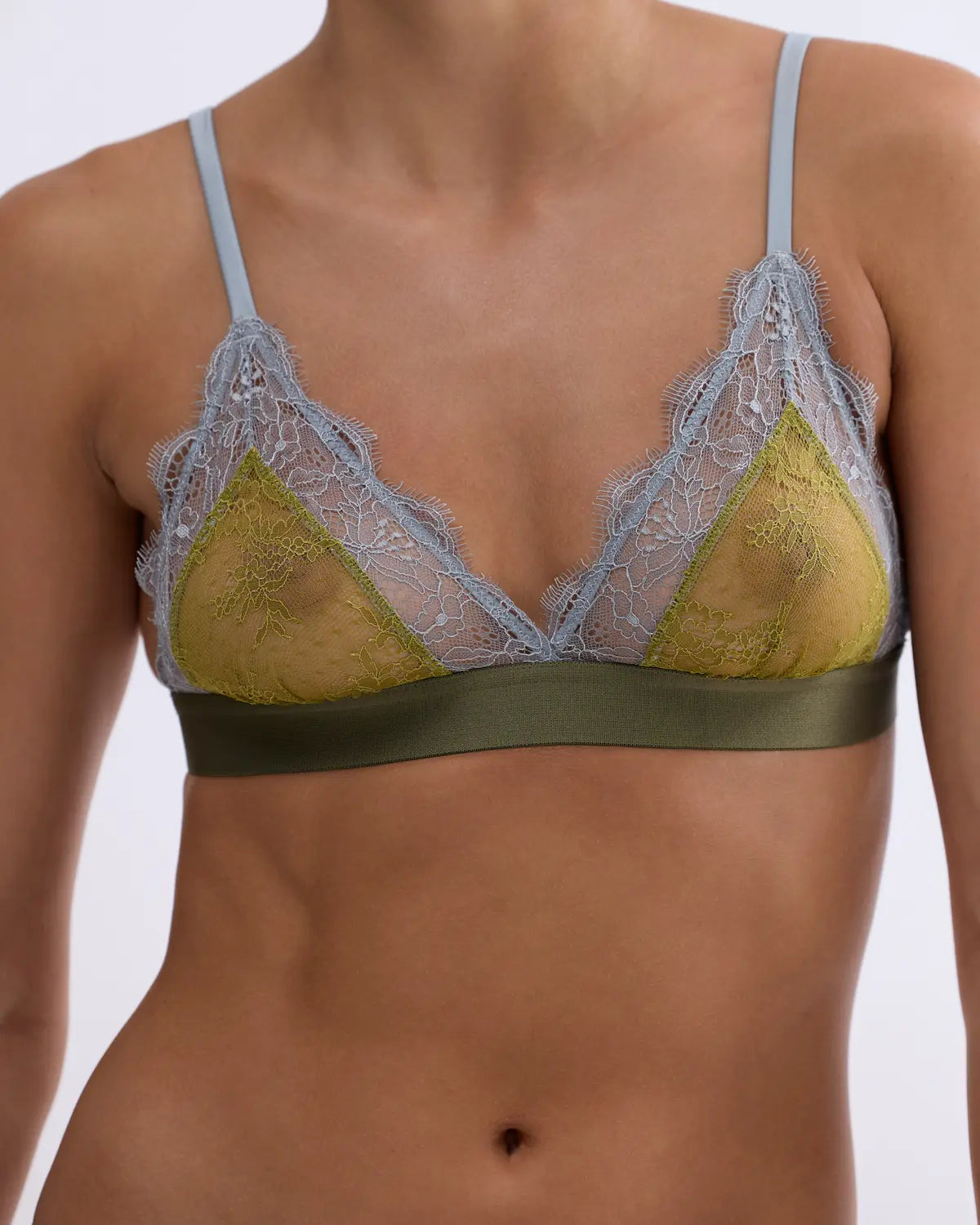 LOVE LACE triangle bralette Green