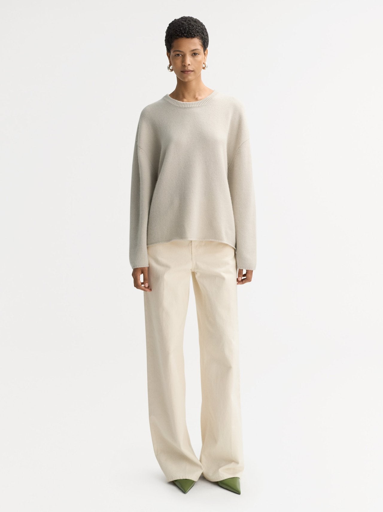 Relaxed fit crewneck - Chalk