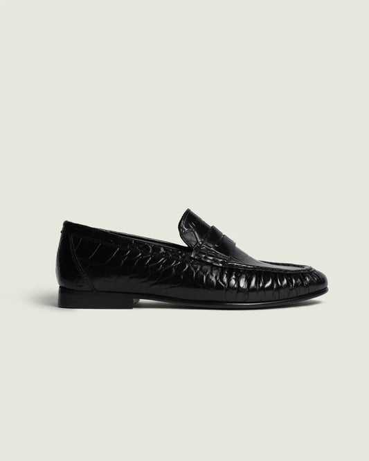 Penny Loafer Wrinkle Croco | Black