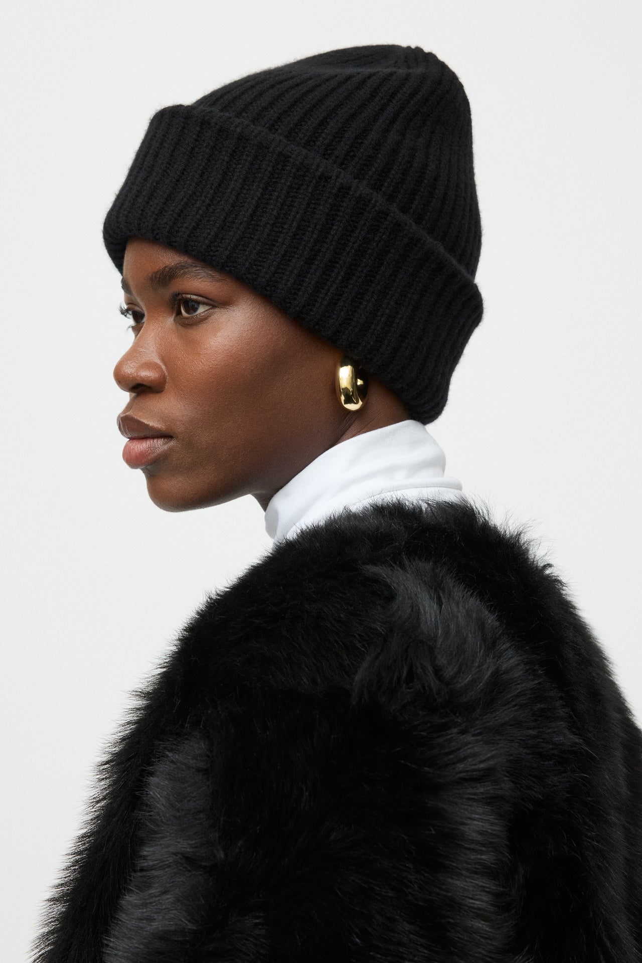 Ribbed Beanie - black | SOFT GOAT