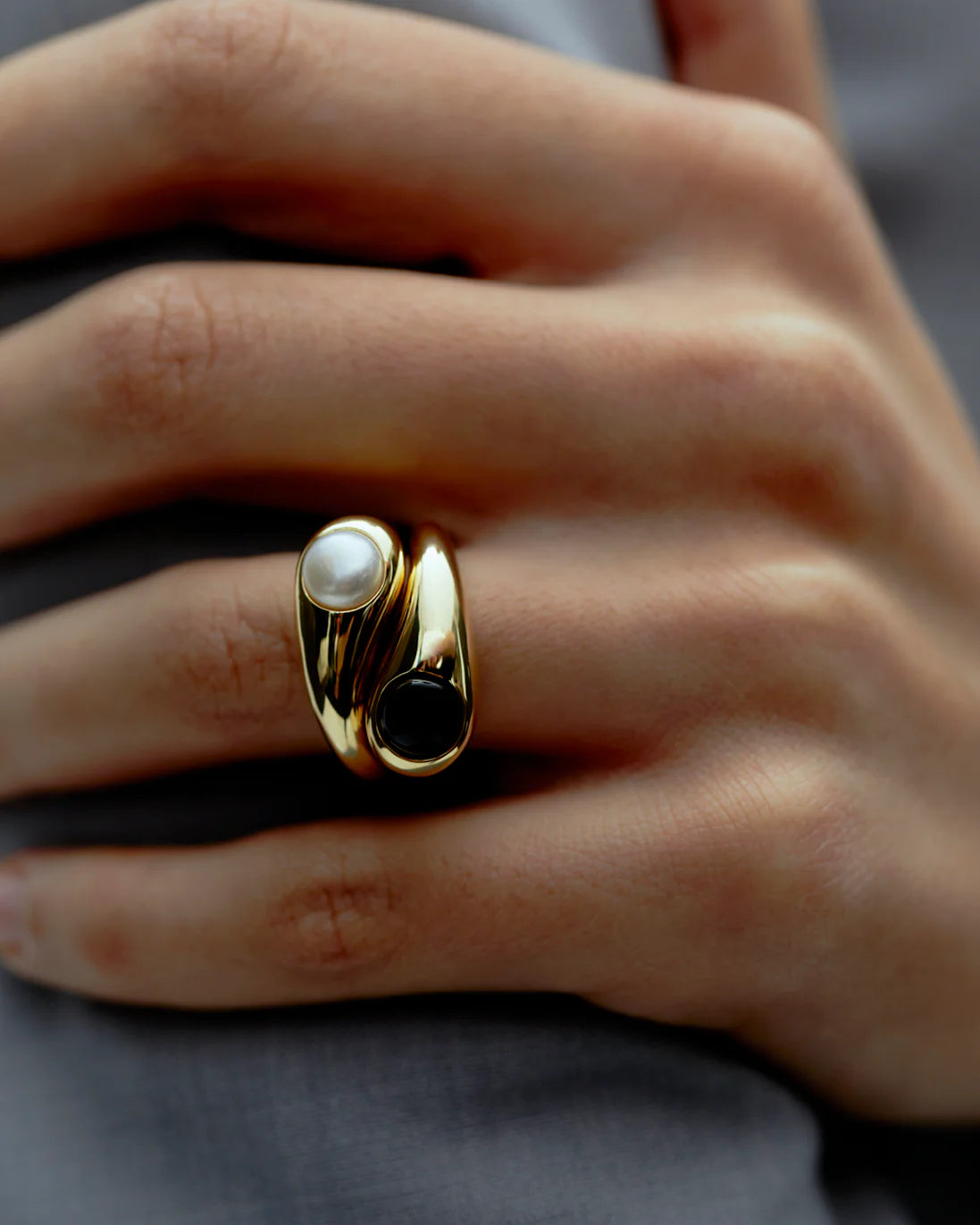 Dualism Freshwater Pearl Ring - Gold