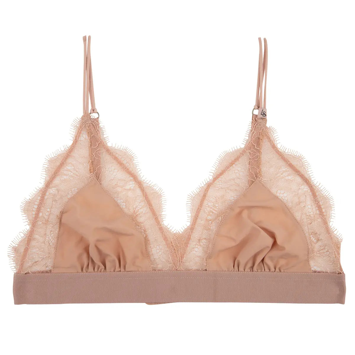 LOVE LACE Delicate triangle bralette light brown