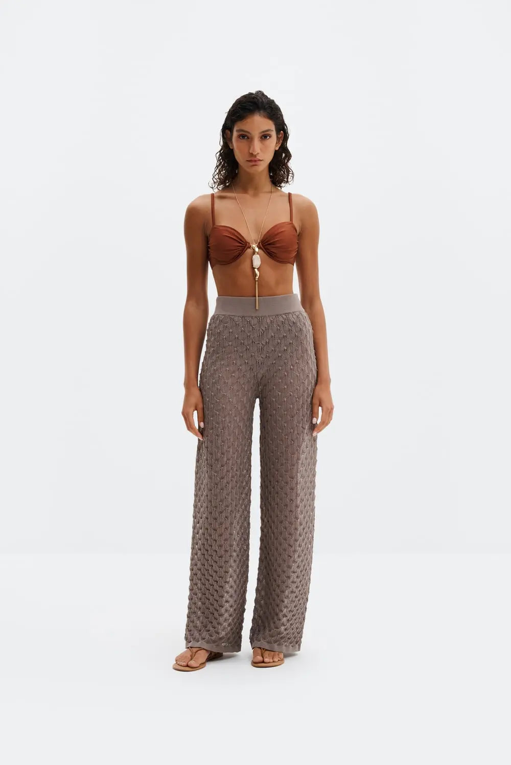 ALISSA HOSE Weite Strickhose mit Struktur