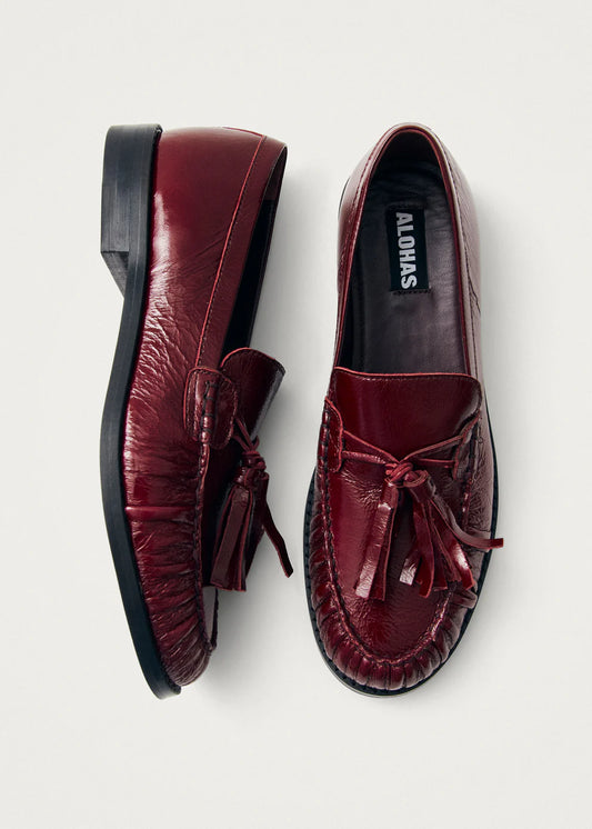 MARIETTA ONIX BURGUNDY LEATHER LOAFERS Alohas