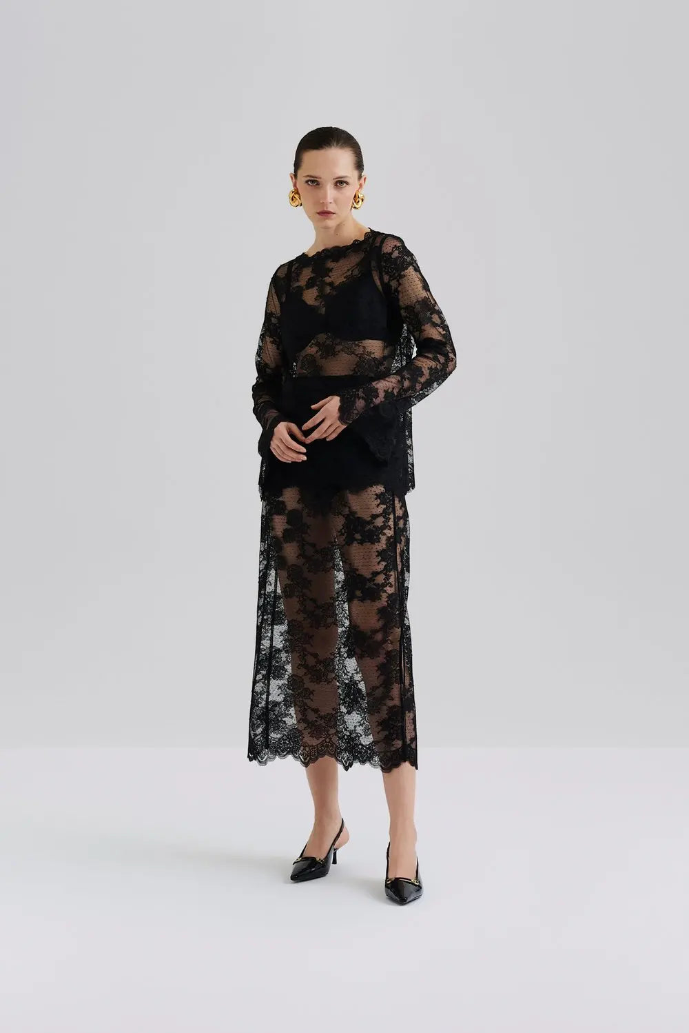 ALICE MIDIROCK Midirock aus transparenter Spitze