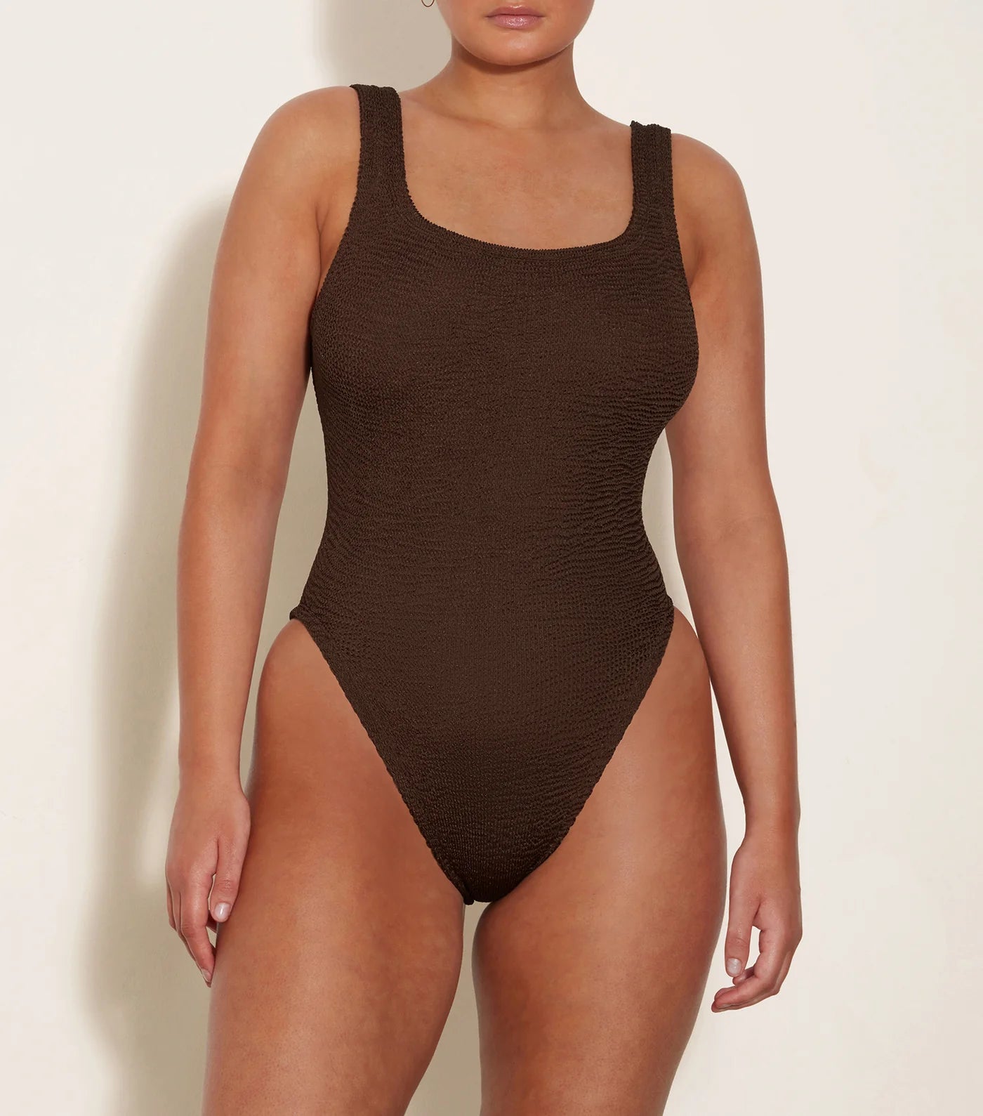 Hunza G Square Neck Swim - Metallic Chocolate
