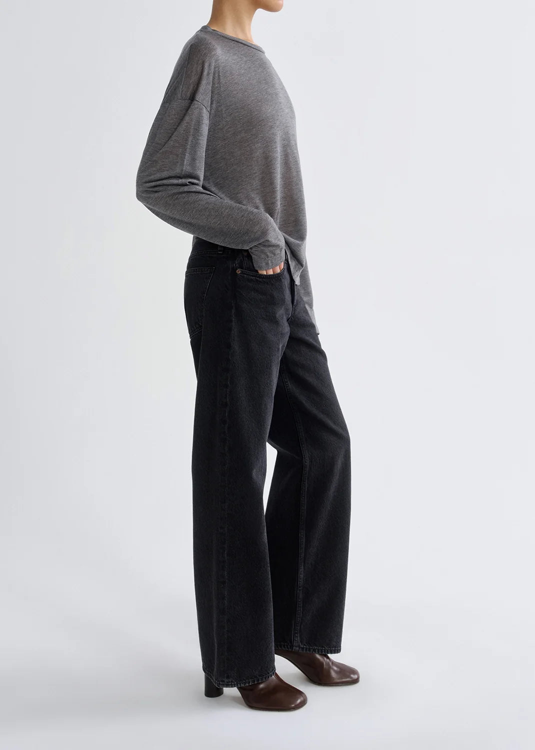 SASHA TEE (TENCEL JERSEY) in Grey| AGOLDE