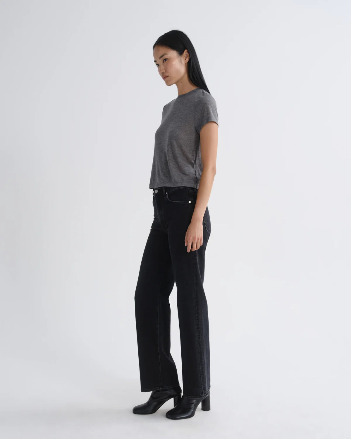 ADINE Tee in Grey Heather | AGOLDE