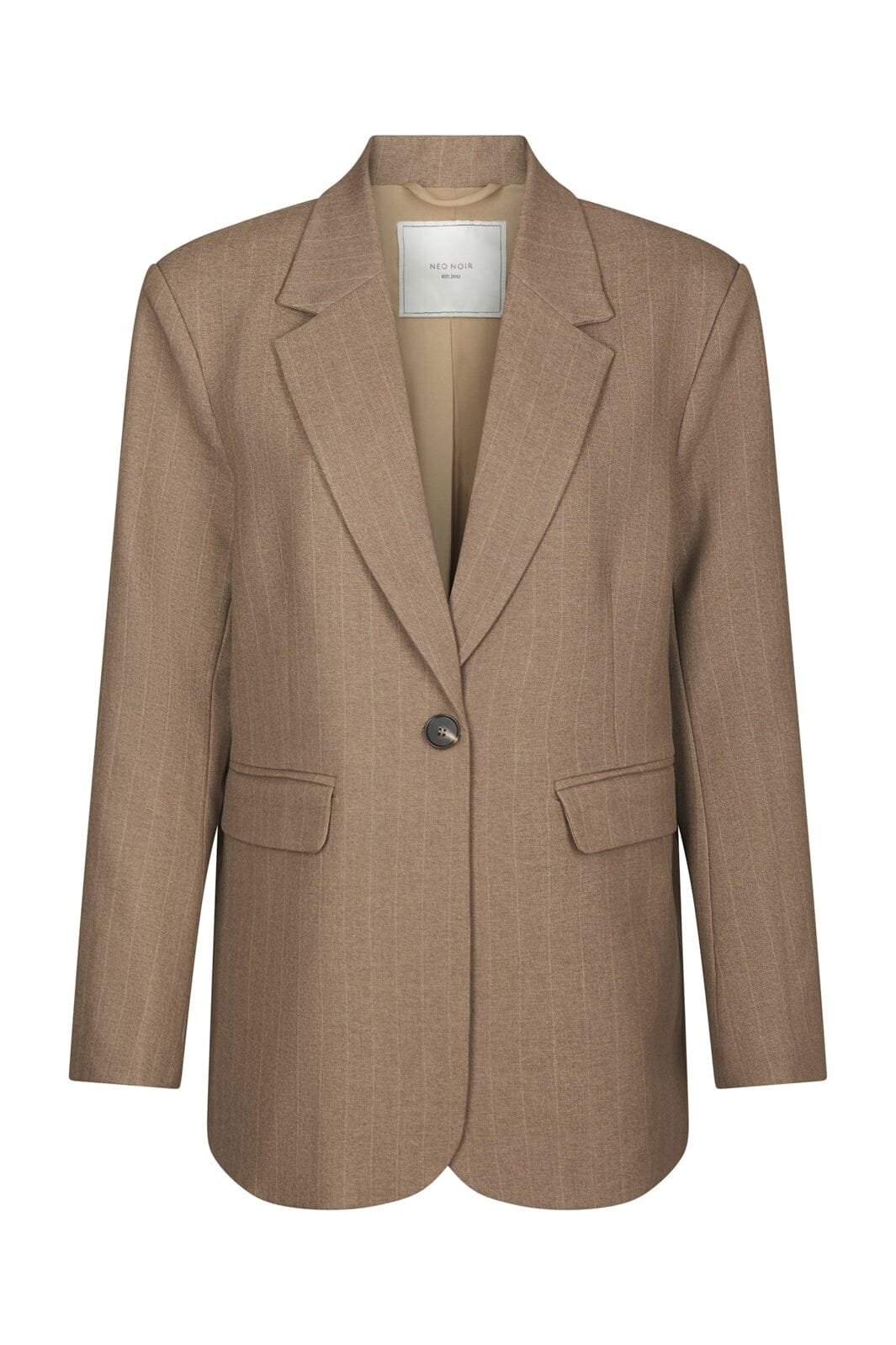 Gaby Pinstripe Blazer in Taupe| NEO NOIR