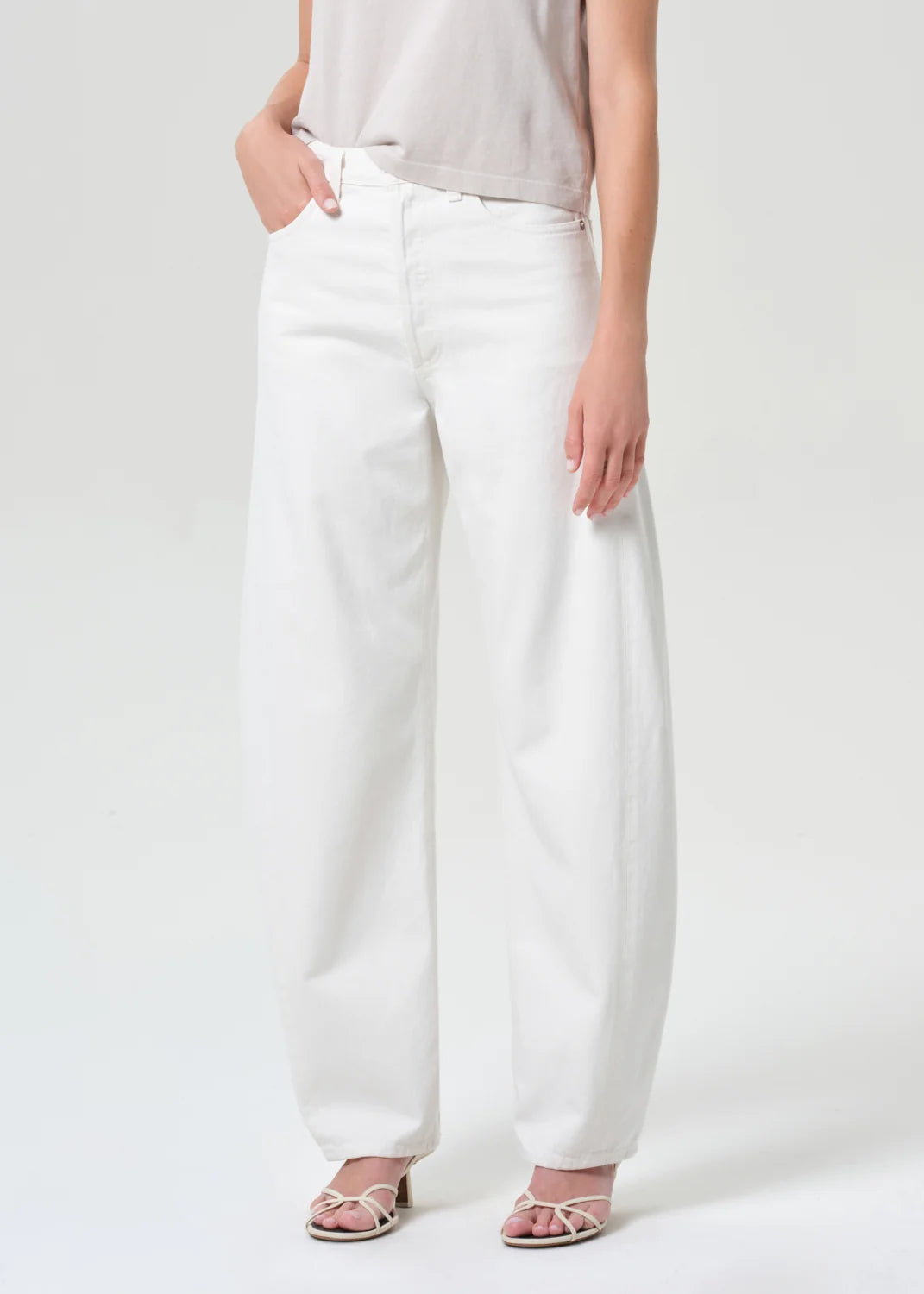 LUNA HIGH RISE PIECED TAPER IN Chalk White | AGOLDE